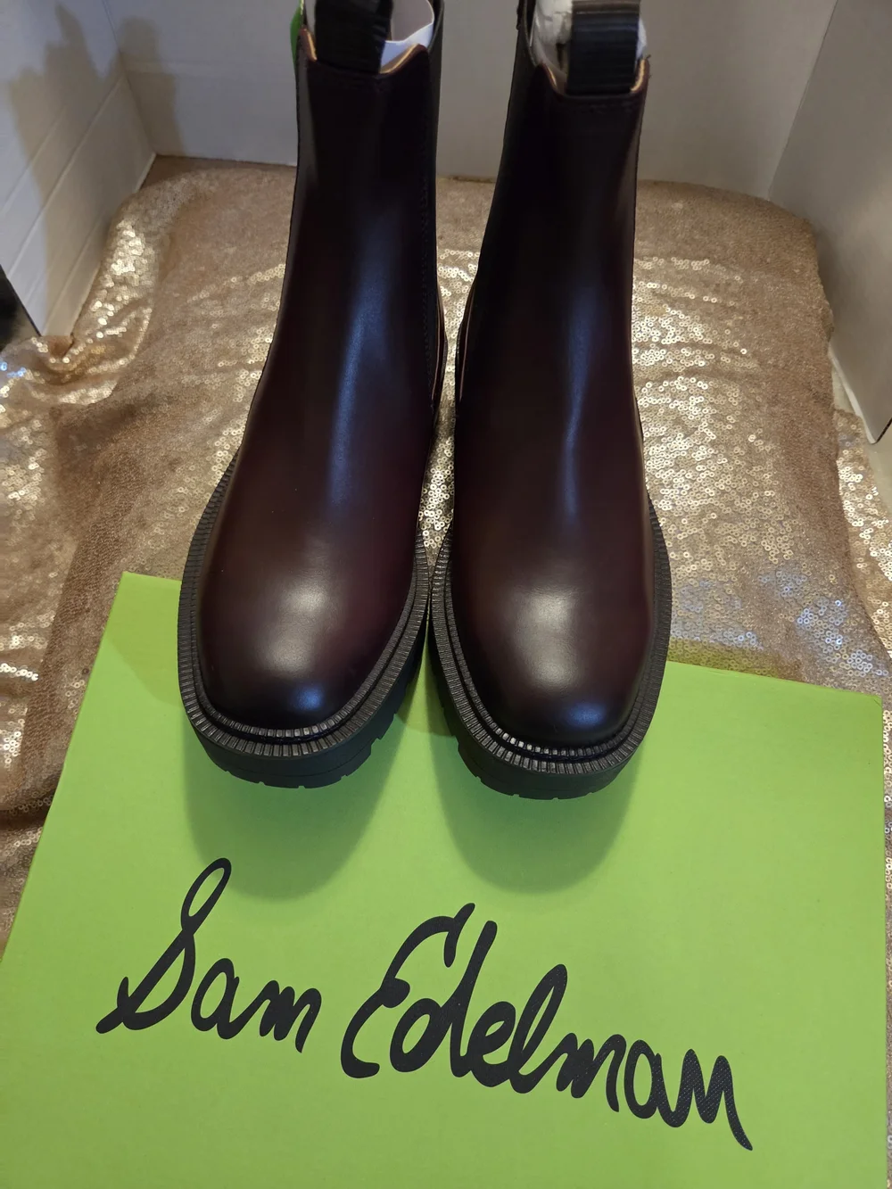 Sam Edelman Burgandy Leather Waterproof Boots